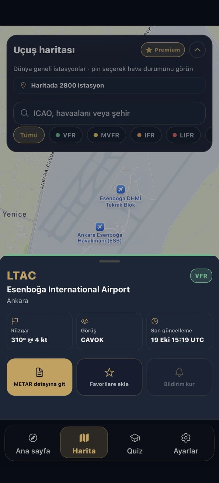 METAR Notify havaalanı detayı