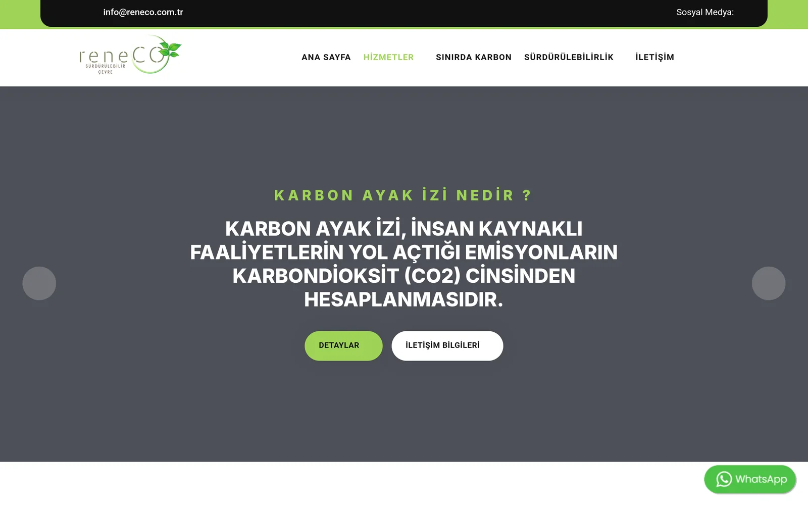reneCO web sitesi görüntüsü